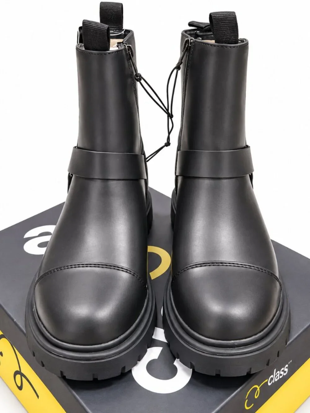 Art Class Girls Crosby Boots Size 2 Black Mid Calf Side Zip Chunky Lug Sole